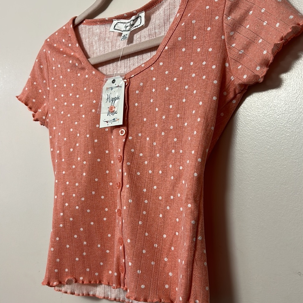NWT Hippie Rose Pink/Peach Crop Top